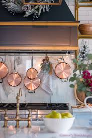 Maybe you would like to learn more about one of these? Our Christmas Kitchen With A New Copper Pot Rack Behind The Stove Addison S Wonderland