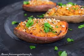 Patates Douces Farcies Aux Pommes De Terre Champignons Et Noisettes Patates Douces Farcies Recette Patate Douce Alimentation