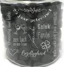 Bol Com Snoeppot Voorraadpot Van Dik Stevig Glas Met Tekst Gravure 25 Jaar Getrouwd Een