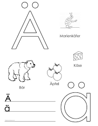 تعليم الحروف الالمانية للأطفال بقوالب Pdf بكلمات مصورة لكل حرف ۲