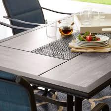 Maybe you would like to learn more about one of these? Hampton Bay Crestridge 7 Piece Steel Padded Sling Outdoor Patio Dining Set In Conley Denim Fcs60610r St B The Home Depot Patio Dining Table Patio Dining Set Patio Dining