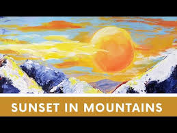 Learn how to create an easy fishing painting with sunset scene on a lake. Easy Acrylic Paintings For Beginners Sunset In Mountains Painting With Oil Paints