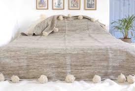 wool blanket pom pom moroccan bedding throw rug 100 pure and natural hand woven on traditional berber moroccan blankets wool throw blanket pom pom blanket