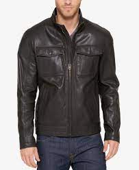 Cole Haan Men S Leather Trucker Jacket Black Jackets Men Fashion Mens Jackets Leather Jacket