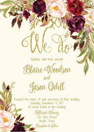 Marsala wine floral pattern on cardstock. Marsala Wedding Invitation Template Printable Editable Marsala Floral Watercolor Gold Burgundy Marsala Wine Blush Rustic Paper Invitations Announcements Lifepharmafze Com