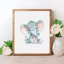 Elephant Nursery Wall Art Animal Nursery Decor Elephant Baby Shower Safari Nursery Decor Nursery Prints Watercolor Elephant Print Elephant Wall Art Nursery Elephant Nursery Art Elephant Painting
