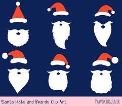 Santa Hat And Beard Clipart Set Santa Hat Clip Art Digital Etsy In 2020 How To Draw Santa Beard Clipart Clip Art