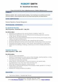 Secretary resume example generic sample of a resume. Substitute Secretary Resume Samples Qwikresume