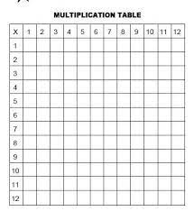 If you would prefer something more durable and do not wish to print your at a size of 24 x 16 this large laminated poster makes an attractive learning aid to put up on the wall. Free Printable Multiplication Table Chart 1 To 12 Pdf