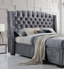 Brando Wing Back Chesterfield King Size Bed Frame 5ft 150cm Grey Velvet Fabric 5060457261442 Ebay King Size Bed Frame Master Bedroom Furniture Grey Bedroom Decor
