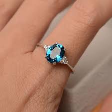 London Blue Topaz Ring Oval Blue Gemstone Ring Engagement Etsy Blue Topaz Ring London Blue Topaz Ring Blue Gemstone Rings