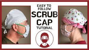 Scrub Cap With Ties For Men Or Women Free Printable Pattern Youtube Scrub Caps Pattern Cap Patterns Scrub Hat Patterns