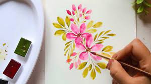 All you need are those pencils and a paint brush with some water. Watercolor Painting Ideas Greeting Card Floral And Leaves Youtube