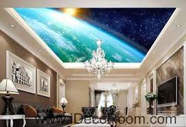 Earth Planet Sunlight Sun Rise Wallpaper Wall Decals Wall Art Print Business Kids Wall Paper Nursery Mural Home Decor Removable Wall Stickers Ceiling Decal Ceiling Murals Wallpaper Ceiling Living Room Ceiling
