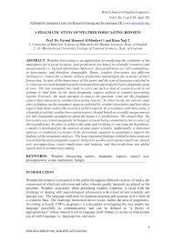 Media requires javascript to play. Pdf A Pragmatic Study Of Weather Forecasting Reports
