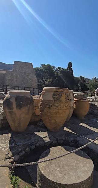 Minoan storage jars at the Palace of Knossos in Crete, Greece