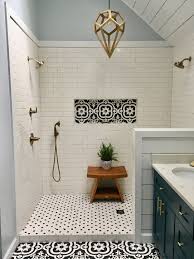 Black And White Shower Tile My Master Bath Remodel Large Dual Head Shower White Subway Tile Black And White Patterned T Beautiful Tile Bathroom Best Bathroom Tiles Amazing Bathrooms