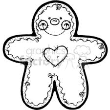 New free cookie images photos download pictures. Happy Black And White Gingerbread Man With A Heart Clipart Commercial Use Gif Eps Svg Clipart 143480 Graphics Factory
