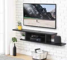 Fitueyes Floating Tv Shelf Wall Mounted Media Console Entertainment Storage Shelf Modern Tv Stand Black Board Rack Ds211801wb Walmart Com