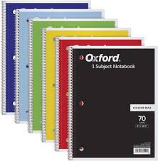 Amazon Com Tops Oxford 1 Subject Notebooks 8 X 10 1 2 College Rule 70 Sheets 6 Pack Color College Rule College School Supplies Back To School Supplies