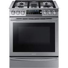 Samsung 30 In 5 8 Cu Ft Slide In Gas Range With Self Cleaning Convection Oven In Stainless Steel Nx58h9500ws The Home Depot Gas Range Gas Range Double Oven Slide In Range