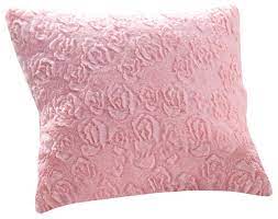 Luxury Faux Fur Euro Throw Pillow Covers Rosey Pastel Baby Pink Contemporary Decorative Pillows By Dada Bedding Collection Houzz