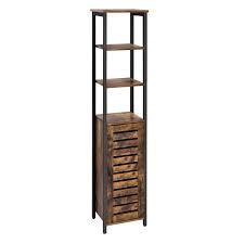 They use shelves for storage space and typically have doors to keep clutter hidden. Vasagle Industrial Bathroom Storage Cabinet Narrow Floor Standing Shelf With 3 Shelves And Cupboard Tall Multipurpose In The Living Room Bedroom Hallway Kitchen Rustic Brown Ulsc37bx Buy Online In Bahamas At Bahamas Desertcart Com