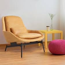 Mid Century Modern Faux Leather Accent Armchair Yellow Black Upholstered Lounge Chair Mid Century Lounge Chairs Stylish Accent Chairs Accent Arm Chairs