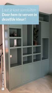 groengrijze vakkenkast die subtiel opgaat in de omgeving door jeroen opmaatzagen nl kast in kleur kast woonkamer modern kast in kast