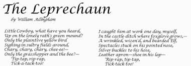 Wonderful collection of rhyming poems in english for kids and children. Poem The Leprechaun By William Allingham