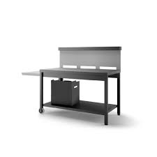 Etagres et en sapin et mtal noir avec deux fixations en mtal filaire noir x cm largeur cm mtal filaire et. Table Roulante Avec Credence En Acier Noir Gris Cuisines D Exterieur Forge Adour Mobilier Botanic