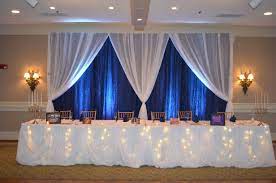 Navy Blue White Fairy Tale Wedding Reception Head Table Backdrop Table Draping Buff Head Table Wedding Head Table Wedding Backdrop Wedding Reception Head Table