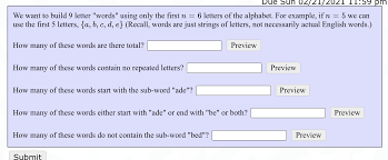 Nine letter words that start with e and end with e ; Solved Die Sun 04 021 11 59 Pm We Want To Build 9 Letter Chegg Com