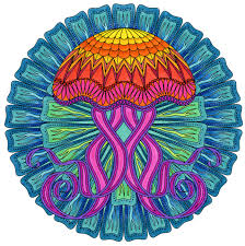 Flying parrot for coloring book. Coloring Pages Jellyfish Mandala Coloring And Drawing