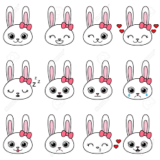 Kawaii japon dessin animé de mode lapin portable 18*11 cm ligne note mini poche bloc notes cadeau fournitures de bureau de l\u0027école dans ordinateurs. Ensemble De Lapins De Dessin Anime Kawaii Avec Diverses Emotions Clip Art Libres De Droits Vecteurs Et Illustration Image 81951050