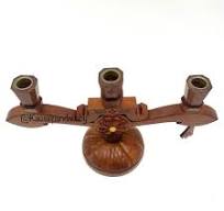 1970s MCM Vintage Carved Hippie Flower Brown Wooden Candelabra 3 Candle  Holder