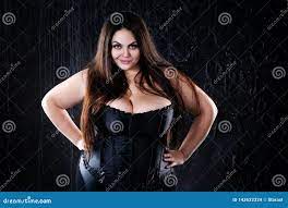 Plus Size Model in Black Corset, Fat Woman with Big Natural Breasts on Dark  Background, Body Positive Concept Stock Photo - Image of breast, female:  143632324