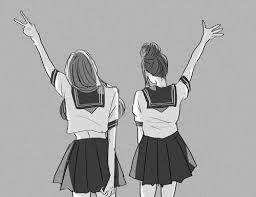 Black And White Best Friends Drawings Anime Manga And Friends Image Anime Best Friends Anime Friendship Friend Anime