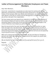 Sample Letter Of Encouragement To Motivate Employees And Team Members Letter Of Encouragement Business Letter Format How To Motivate Employees