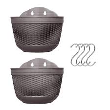 4.9 out of 5 stars 32. Set Of 2 Pcs Hanging Planters Outdoor Hanging Basket Plastic Flower Pot Plants Holder Hanger For Balcony Fence Wall Mounted Planters With Drainage And 4 Hooks Coffee Coffee Buy Online In Barbados At