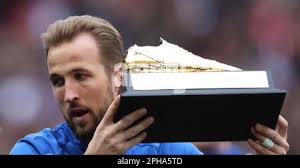 Harry Kane of England poses with their Golden Boot trophy during UEFA EURO  2024 qualifier round group C match between England against Ukraine at Wembl  Stock Photo