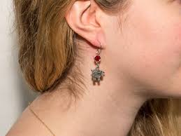 Sheep Earrings, Red Crystal Lamb Earrings, Baa Baa Black Sheep Earrings,  Cute Sheep, Animal Earrings, Dangle Earrings, Gifts for Her, 436