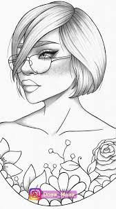 Printable Coloring Page Girl Portrait And Clothes Colouring Etsy In 2020 People Coloring Pages Coloring Book Art Girl Drawing Sketches