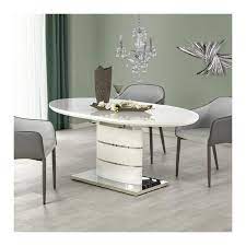 Table salle a manger design blanche acier brosse pour. Table A Manger Ovale 140 180cm Blanche Avec Rallonge Ipson