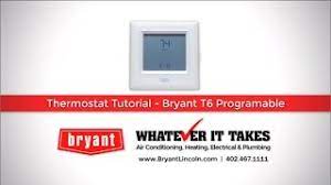 In tips no comments videoclick to see full answer moreover, how do you unlock a bryant thermostat? Bryant T6 Thermostat Tutorial Bryant Air Conditioning Heating Electrical Plumbing Youtube