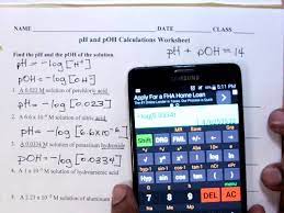 14.3 relative strengths of acids and bases; Ph And Poh Calculations Worksheet Youtube