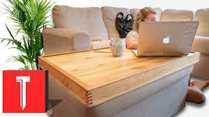 I built this tray for my neighbors who have a large ottoman in their family room (bigger than the one in these pictures) which serves as a coffee. Ottoman Tray Table Diy Youtube