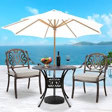 Wiki researchers have been writing reviews of the latest cast aluminum when you wish to create a quaint and romantic outdoor setting, look to the oakland living bistro set (around $131), which incorporates a charming rose motif. Buy Ecotouge Cast Aluminum Patio Bistro Set 3 1pc Table With 2 Umbrella Hole 2pcs Chairs With Couch Cushions Rust Resistant All Weather For Garden Backyard Bronze Online In Vietnam B09b7n14x1