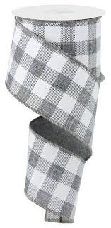 Black And White Plaid Ribbon Wired Excited To Share The Latest Addition To My Etsy Shop Gray Buffalo Plaid Wired Ribbon By The Roll Buffalo Plaid Ribbon Christmas Wreath Supplies Plaid Ribbon