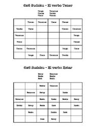 Spanish Verb Sudoku Tener Ir Ser Estar Hacer And Saber